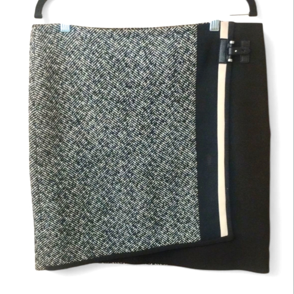 Black House White Market Tweed Wool Pencil Wrap Skirt SZ 8